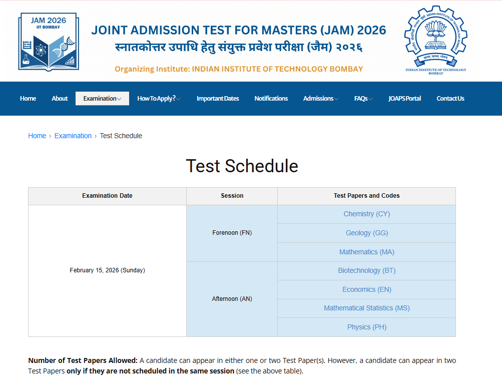 IIT JAM 2026 Dates Released at jam2026.iitb.ac.in, Check Detailed Schedule Here